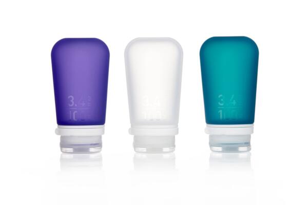 GoToob+ 3 Pack Large 100ml Clear Purple Turquoise