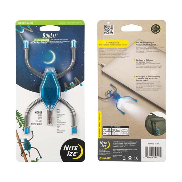 BugLit Rechargeable Micro Flashlight Blue Charcoal
