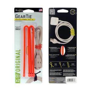 Gear Tie Reusable Rubber Twist Tie 12 In 2 Pack Orange