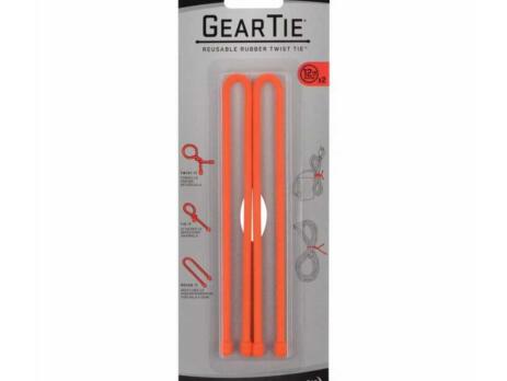 Gear Tie Reusable Rubber Twist Tie 12 In 2 Pack Orange