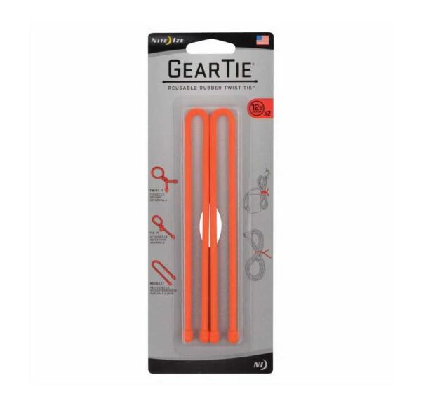 Gear Tie Reusable Rubber Twist Tie 12 In 2 Pack Orange