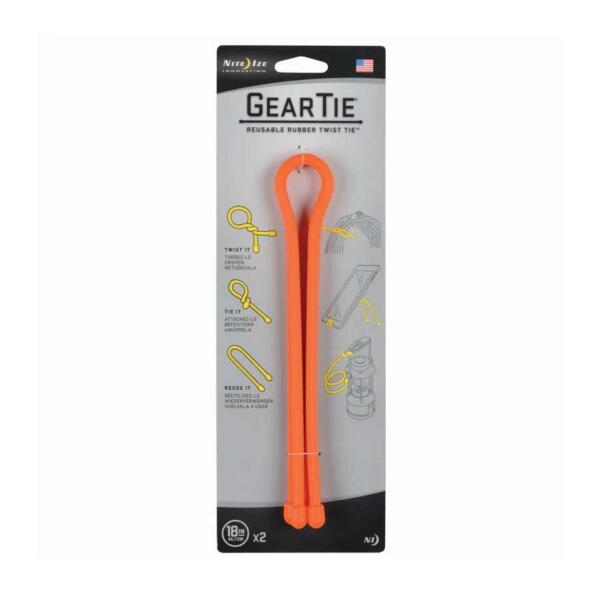 Gear Tie Reusable Rubber Twist Tie 18 In 2 Pack Orange