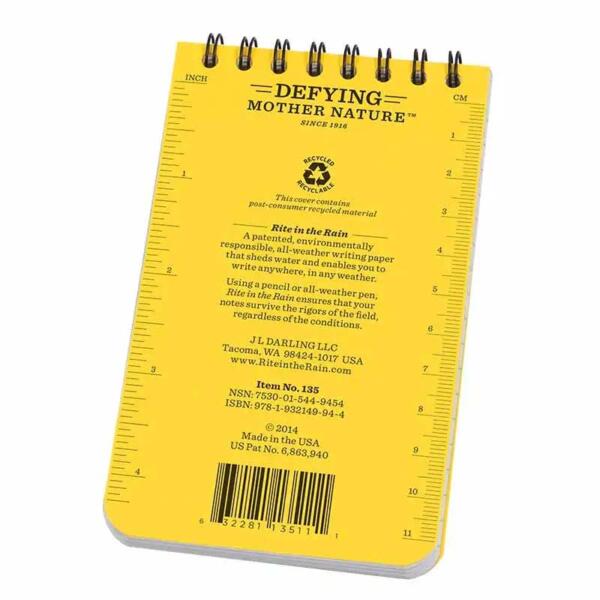 Notebook Top Spiral Bound 3 x 5 White Yellow