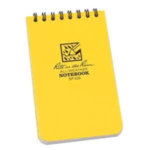 Notebook Top Spiral Bound 3 x 5 White Yellow