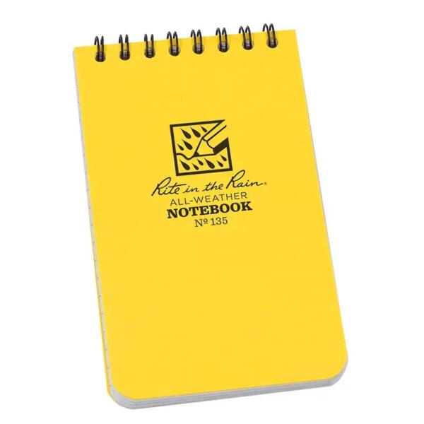 Notebook Top Spiral Bound 3 x 5 White Yellow