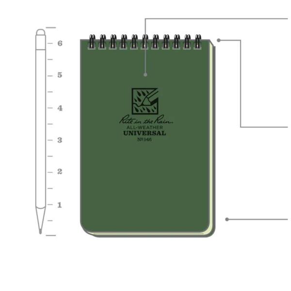 Notebook Top Spiral Bound 4 x 6 Green