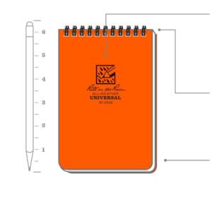 Notebook Top Spiral Bound 4 x 6 White Orange