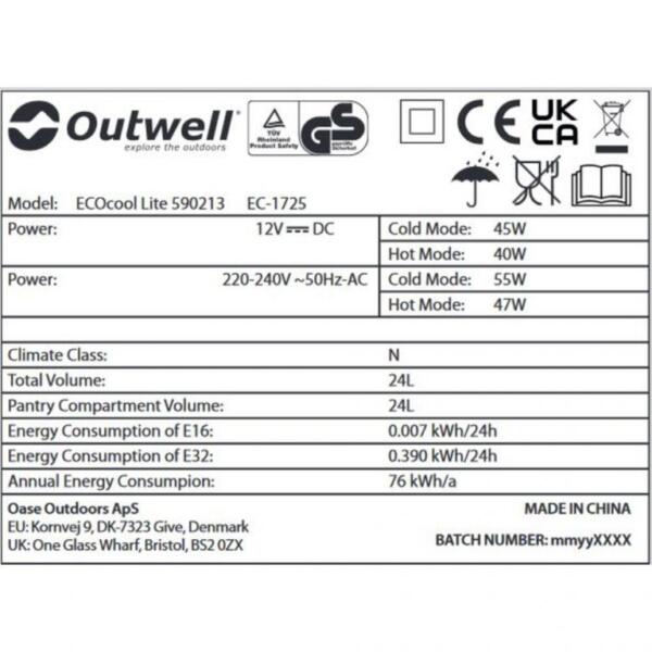 Outwell ECOcool Lite Dark Blue 24 12V-230V