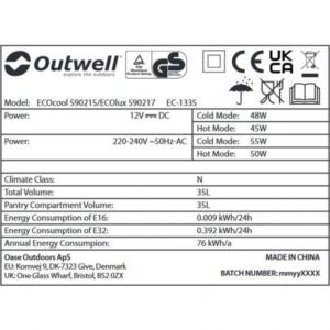 Outwell ECOcool Slate Grey 35 12V-230V