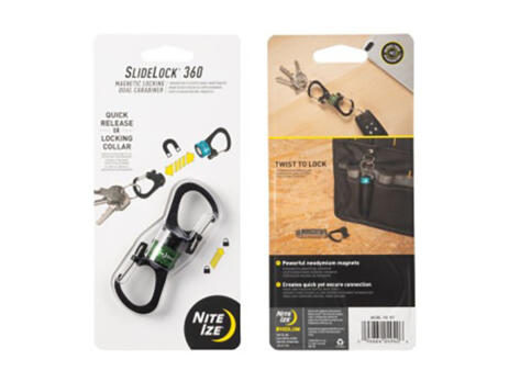 SlideLock 360 Magnetic Locking Dual Carabiner Olive