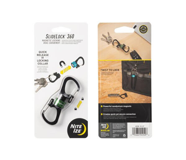 SlideLock 360 Magnetic Locking Dual Carabiner Olive