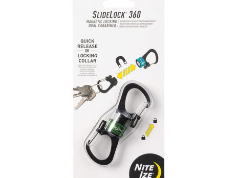 SlideLock 360 Magnetic Locking Dual Carabiner Olive