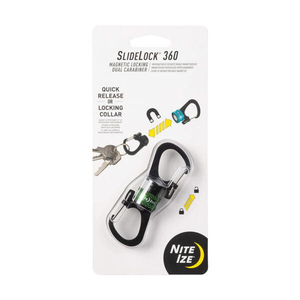 SlideLock 360 Magnetic Locking Dual Carabiner Olive